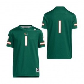 #1 Miami Hurricanes adidas Youth Team Replica Football Jersey Green