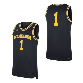 #1 Michigan Wolverines Jordan Brand Replica Jersey Navy