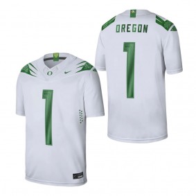 #1 Oregon Ducks Game Jersey White