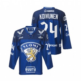 Ville Koivunen Finland Team Blue Hockey Away Jersey #24