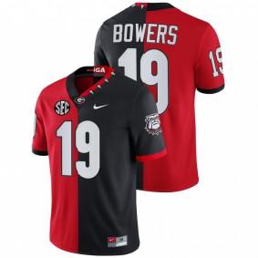 Georgia Bulldogs Brock Bowers #19 Mascot 100th Anniversary Jersey Red Black Split Edition 2021-22