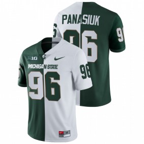 Michigan State Spartans Jacub Panasiuk #96 College Football Jersey White Green Split Edition 2021-22