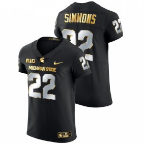 Michigan State Spartans Jordon Simmons #22 Limited Football Jersey Black Golden Edition 2021-22