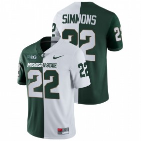 Michigan State Spartans Jordon Simmons #22 College Football Jersey White Green Split Edition 2021-22