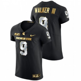 Michigan State Spartans Kenneth Walker III #9 Limited Football Jersey Black Golden Edition 2021-22