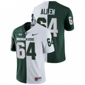 Michigan State Spartans Matt Allen #64 College Football Jersey White Green Split Edition 2021-22