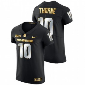 Michigan State Spartans Payton Thorne #10 Limited Football Jersey Black Golden Edition 2021-22