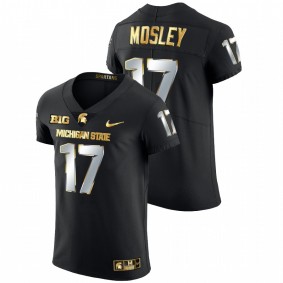 Michigan State Spartans Tre Mosley #17 Limited Football Jersey Black Golden Edition 2021-22