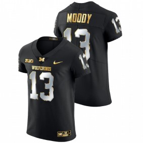 Michigan Wolverines Jake Moody #13 Elite Football Jersey Black Golden Edition 2021-22