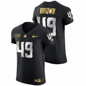 Oklahoma State Cowboys Tanner Brown #49 Elite Football Jersey Black Golden Edition 2021-22