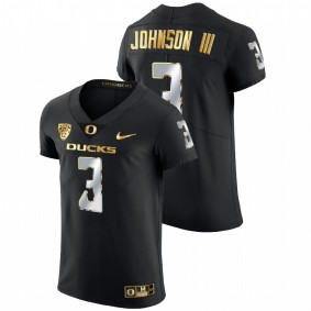 Oregon Ducks Johnny Johnson III #3 Elite Football Jersey Black Champions Golden Edition 2021-22