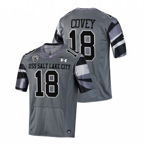 Utah Utes Britain Covey #18 Alternate Jersey Gray USS Salt Lake City 2021-22