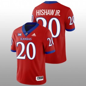 Kansas Jayhawks Daniel Hishaw Jr. #20 Jersey Red College Football 2022-23