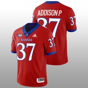 Kansas Jayhawks Grayden Addison P #37 Jersey Red College Football 2022-23