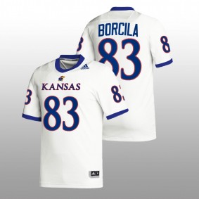 Kansas Jayhawks #83 Jacob Borcila Premier Football Men White Jersey 2022