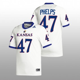 Kansas Jayhawks #47 Lonnie Phelps Premier Football Men White Jersey 2022