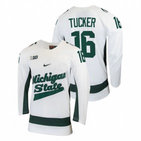 Jesse Tucker Michigan State Spartans College Hockey White Jersey #16