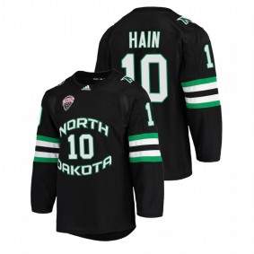 Gavin Hain North Dakota Fighting Hawks Black NCHC College Hockey Jersey #10