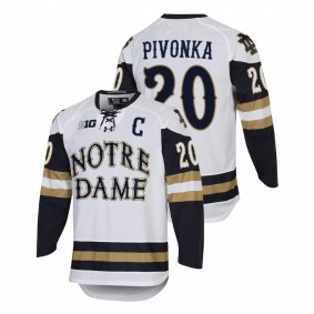 Jake Pivonka Notre Dame Fighting Irish College Hockey White Home Jersey #20