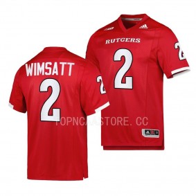 Rutgers Scarlet Knights Gavin Wimsatt Jersey 2022 Premier Football Scarlet #2 Men's Shirt