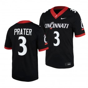 Cincinnati Bearcats #3 Evan Prater 2023 Home Football Black Replica Jersey Men's