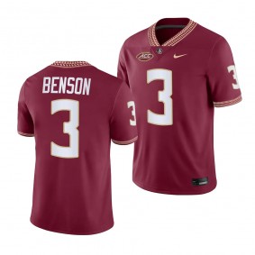 Florida State Seminoles Trey Benson NIL Football Jersey #3 Garnet 2023 Game Uniform