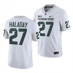 Michigan State Spartans Cal Haladay College Football Jersey #27 White 2023 Game Uniform