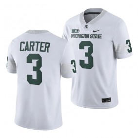 Michigan State Spartans Nathan Carter College Football Jersey #3 White 2023 Game Uniform