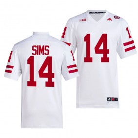 Nebraska Cornhuskers Jeff Sims Premier Jersey #14 White 2023 Replica Football Uniform