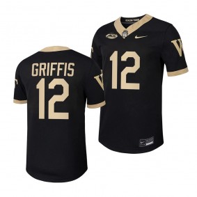 Mitch Griffis Wake Forest Demon Deacons Home Football #12 Jersey Men's Black 2023 Replica Uniform