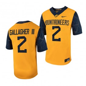 West Virginia Mountaineers Country Roads Rodney Gallagher III #2 Gold Men's Football Game Jersey