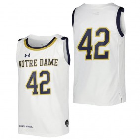 #42 Notre Dame Fighting Irish Under Armour Youth Replica Basketball Jersey White