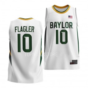 Baylor Bears Adam Flagler Home Basketball uniform White #10 Jersey 2022-23