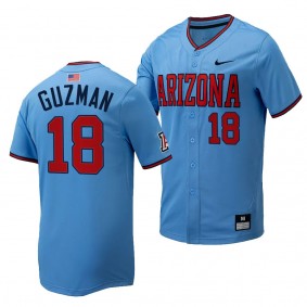 Adonys Guzman Arizona Wildcats #18 Light Blue Replica Baseball Full-Button Jersey