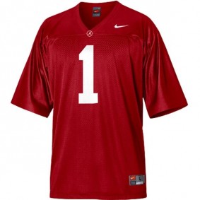 Male Alabama Crimson Tide #1 Nick Saban Red Football Jersey