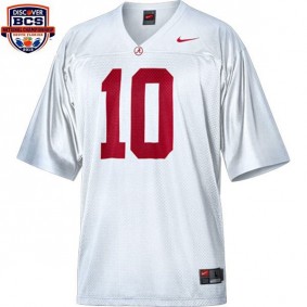 Male Alabama Crimson Tide #10 A.J. McCarron White Football Jersey