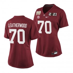 Alex Leatherwood Alabama Crimson Tide 3X CFP National Championship Women Jersey Crimson Special Edition