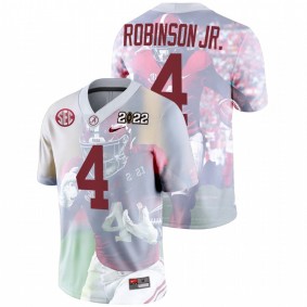 Alabama Crimson Tide Brian Robinson Jr. #4 Decisive Highlights Jersey White 2022 National Championship