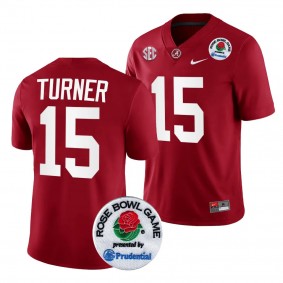 Alabama Crimson Tide 2024 Rose Bowl Dallas Turner #15 Crimson Men's College Football Playoff Jersey