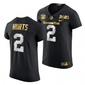 Alabama Crimson Tide Jalen Hurts 2021 College Football Playoff Championship Black Golden Authentic Jersey