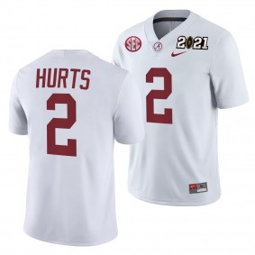 Alabama Crimson Tide Jalen Hurts 2021 Rose Bowl Champions Jersey White College Football Playoff Away