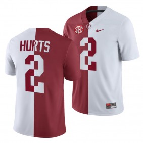 Alabama Crimson Tide Jalen Hurts 2 White Crimson Split Jersey Men's