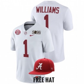 Alabama Crimson Tide Jameson Williams #1 CFP Jersey White 2021 Cotton Bowl Champions