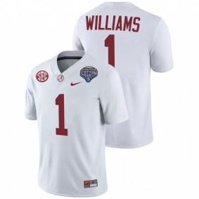 Alabama Crimson Tide Jameson Williams #1 College Football Playoff Jersey White 2021 Cotton Bowl