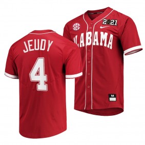 Jerry Jeudy 2021 CFP National Championship Alabama Crimson Tide Baseball Jersey Crimson Special Commemorate