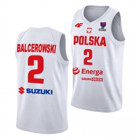 FIBA EuroBasket 2022 Poland Aleksander Balcerowski Home White #2 Jersey