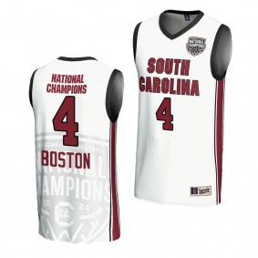 Aliyah Boston South Carolina Gamecocks #4 White 2024 Women's Basketball National Champions Jersey Unisex Fashion