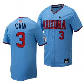 Andrew Cain Arizona Wildcats #3 Light Blue Replica Baseball Full-Button Jersey