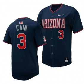 Andrew Cain Arizona Wildcats #3 Replica Baseball Navy Full-Button Jersey