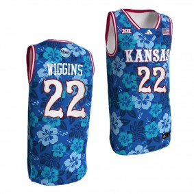 Kansas Jayhawks Bill Self Game Andrew Wiggins #22 Blue Maui Strong Jersey Men's